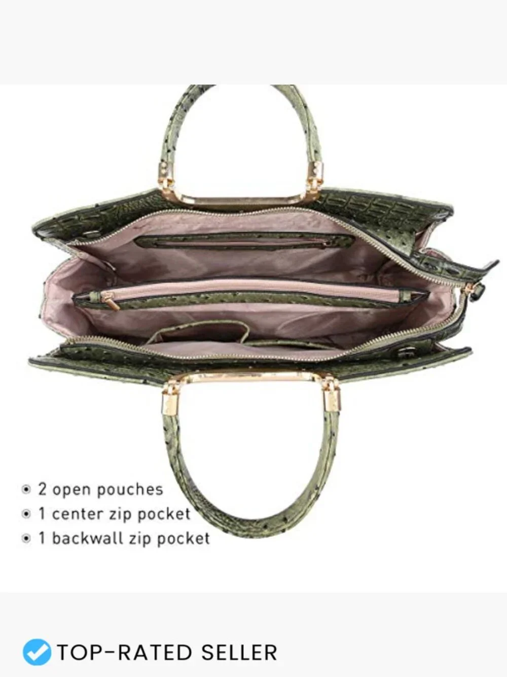 Satchel Purse with Matching Wallet Vegan Leather Work Bag Gold Hardware